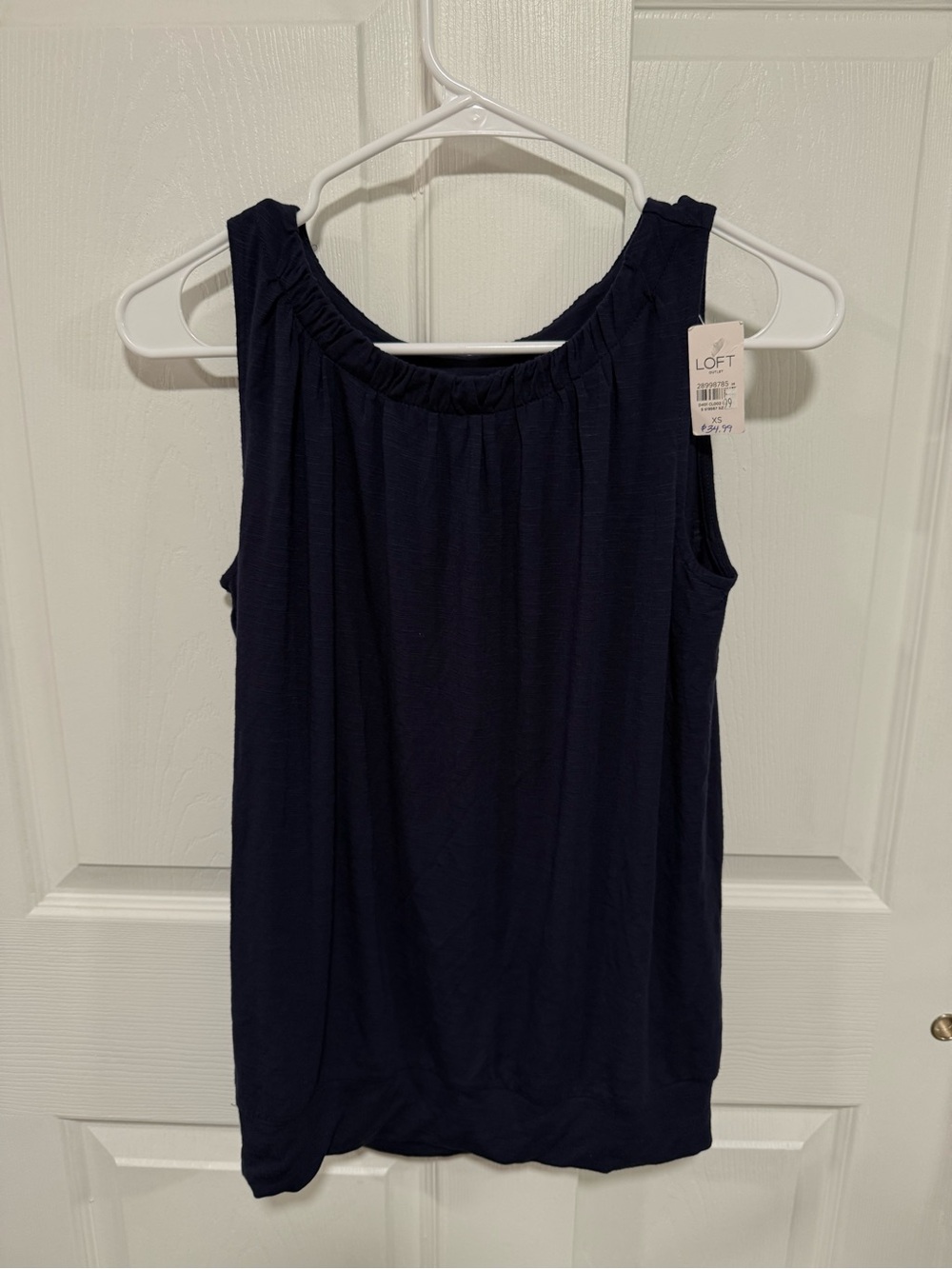 LOFT Navy Gathered Neck Sleeveless Tank